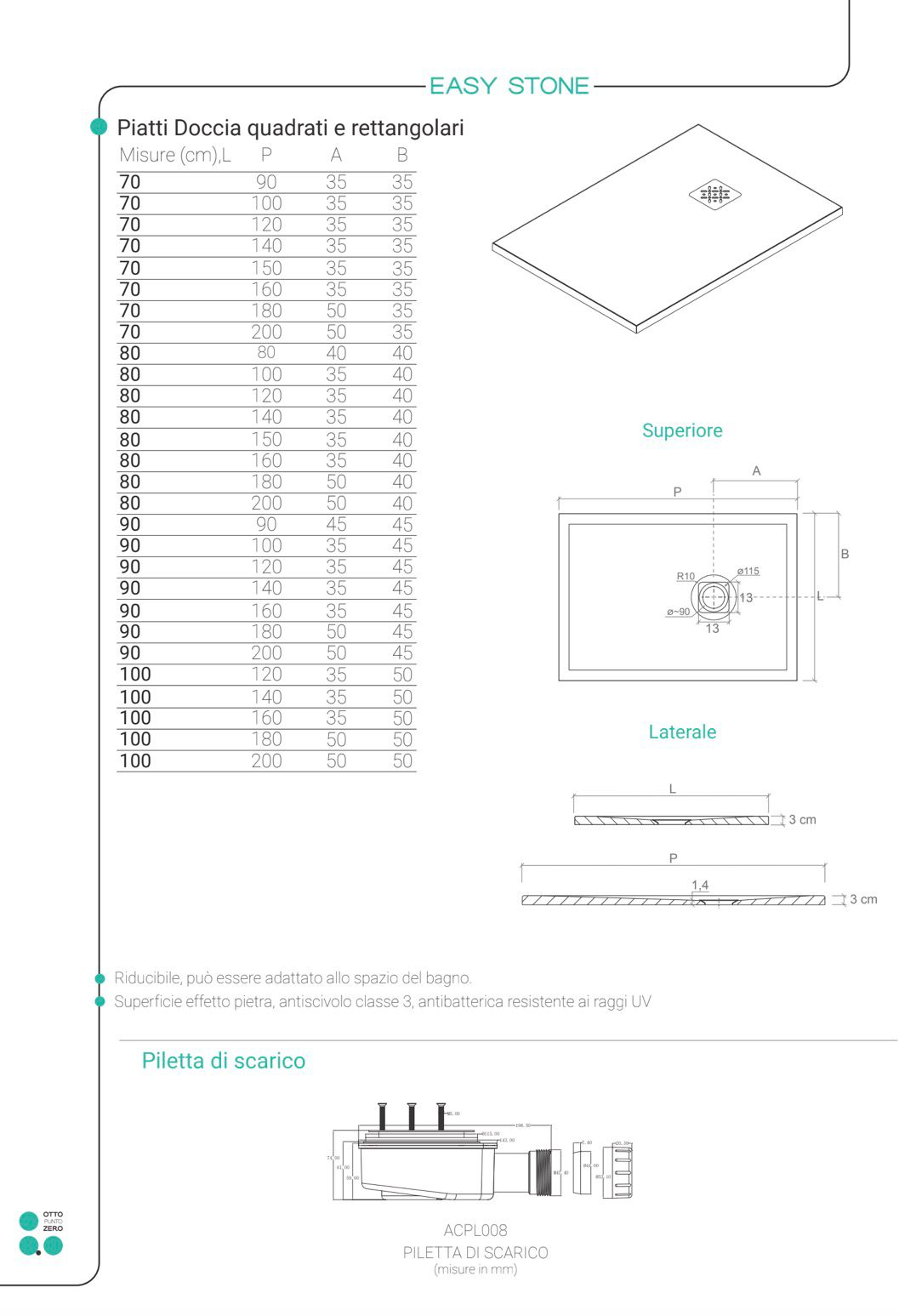 PIATTO DOCCIA EASY STONE 80X120 H3 ANTRACITE - immagine 4