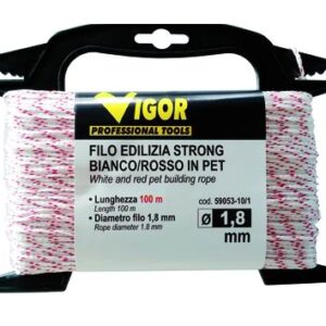 VIGOR LENZA EDILIZIA TRECCIATO ROSSO/BIANCO 100MT COD. 59053-10