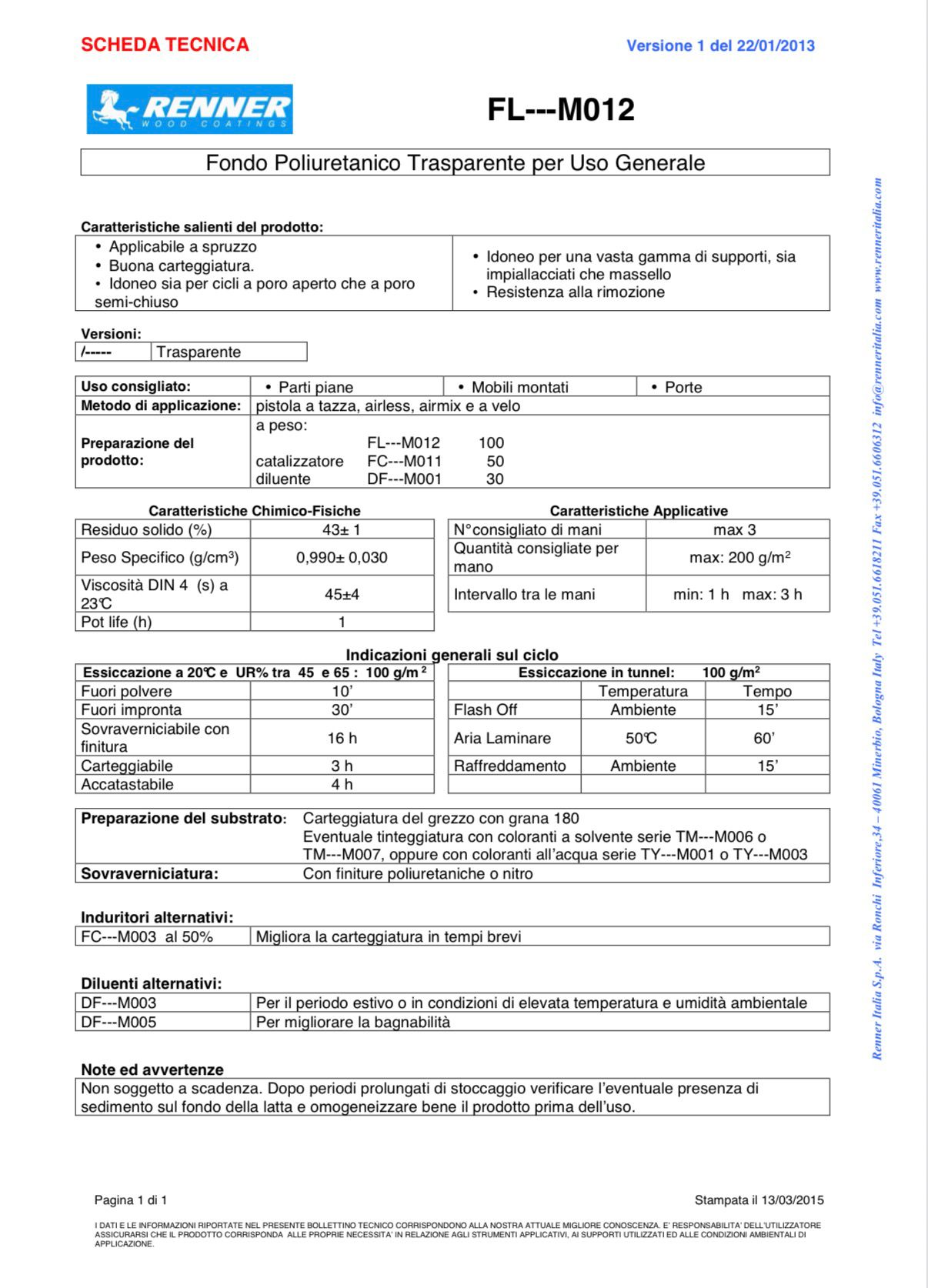 RENNER FONDO PU TRASPARENTE 5LT ART. FL M012/88 - immagine 2