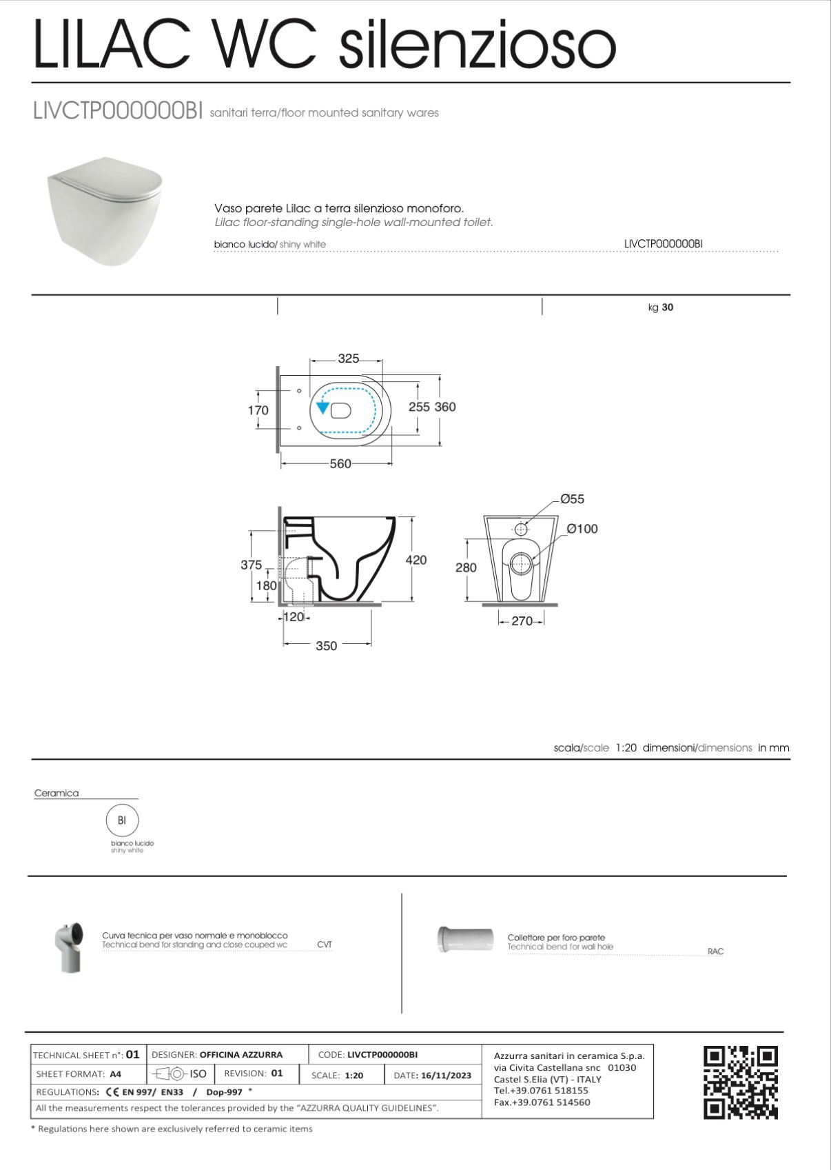 AZZURRA VASO LILAC FILO MURO VORTICE BIANCO - immagine 3