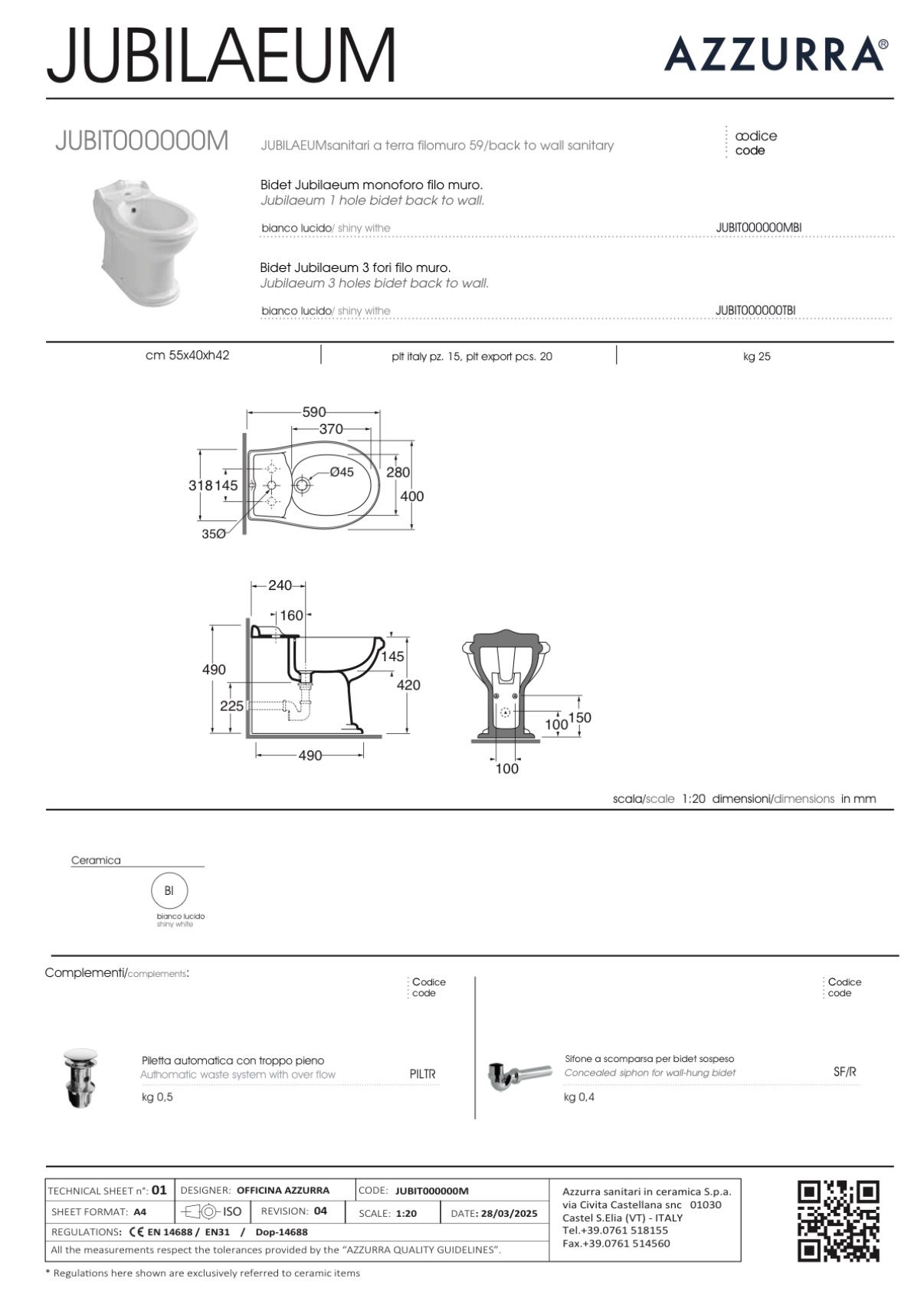 AZZURRA BIDET JUBILAEUM FILOMURO - immagine 2