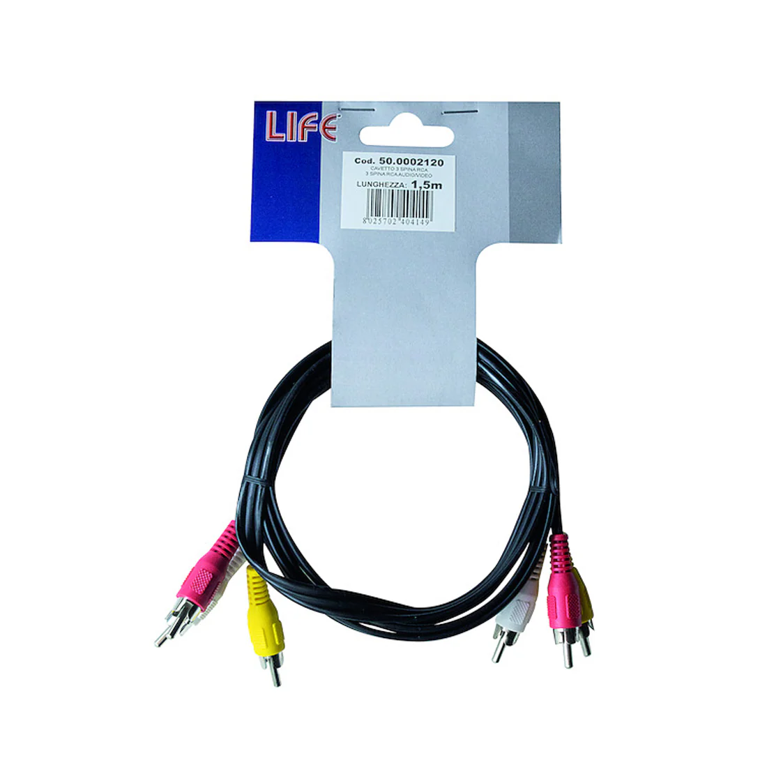 CAVO 3 SPINE RCA-3 SPINE RCA 1,5 MT LIFE COD. 50.0002120 - immagine 2