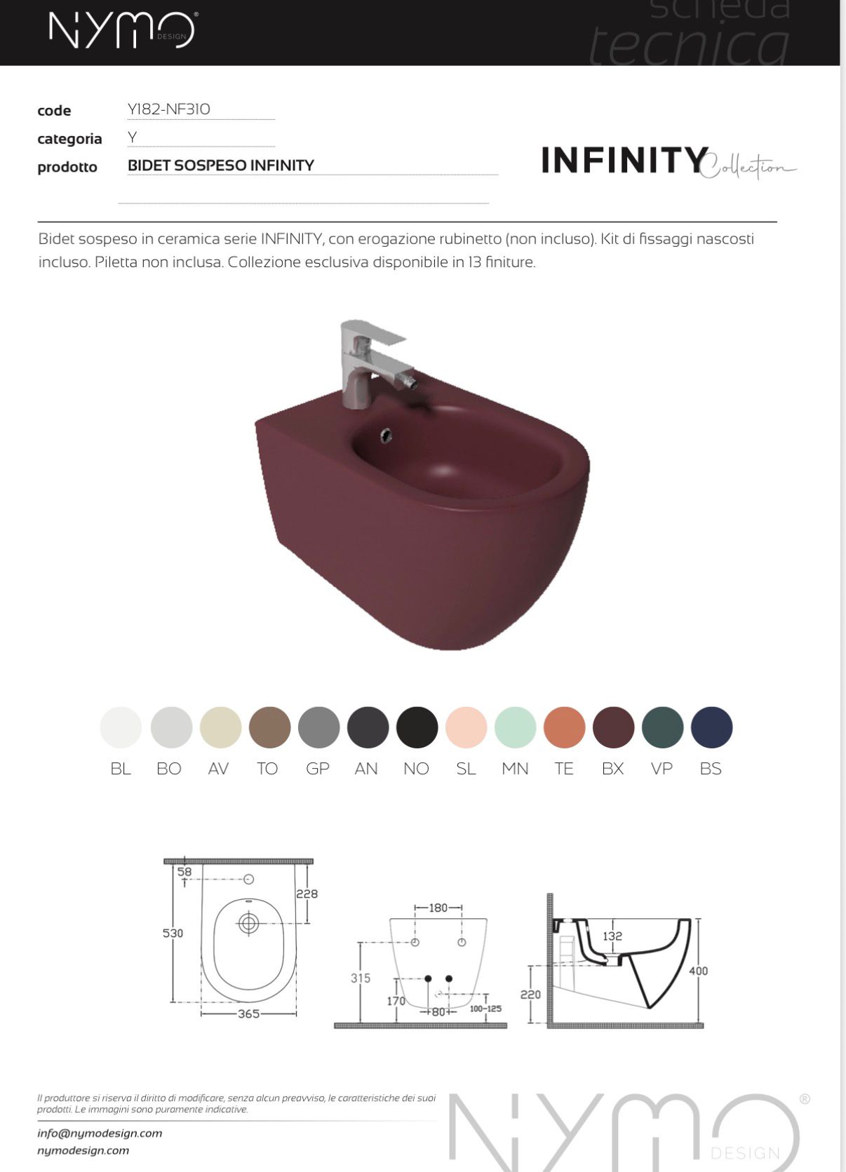 BIDET SOSPESO INFINITY BIANCO OPACO - immagine 3