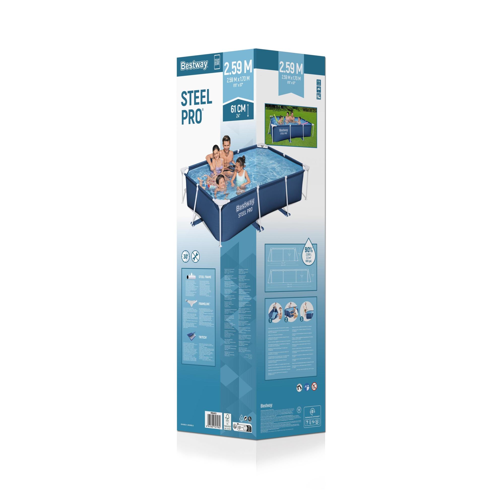PISCINA BESTWAY RETTANGOLARE STEEL PRO 259X170X61 CM LT 2300 BLU SCURO - immagine 4