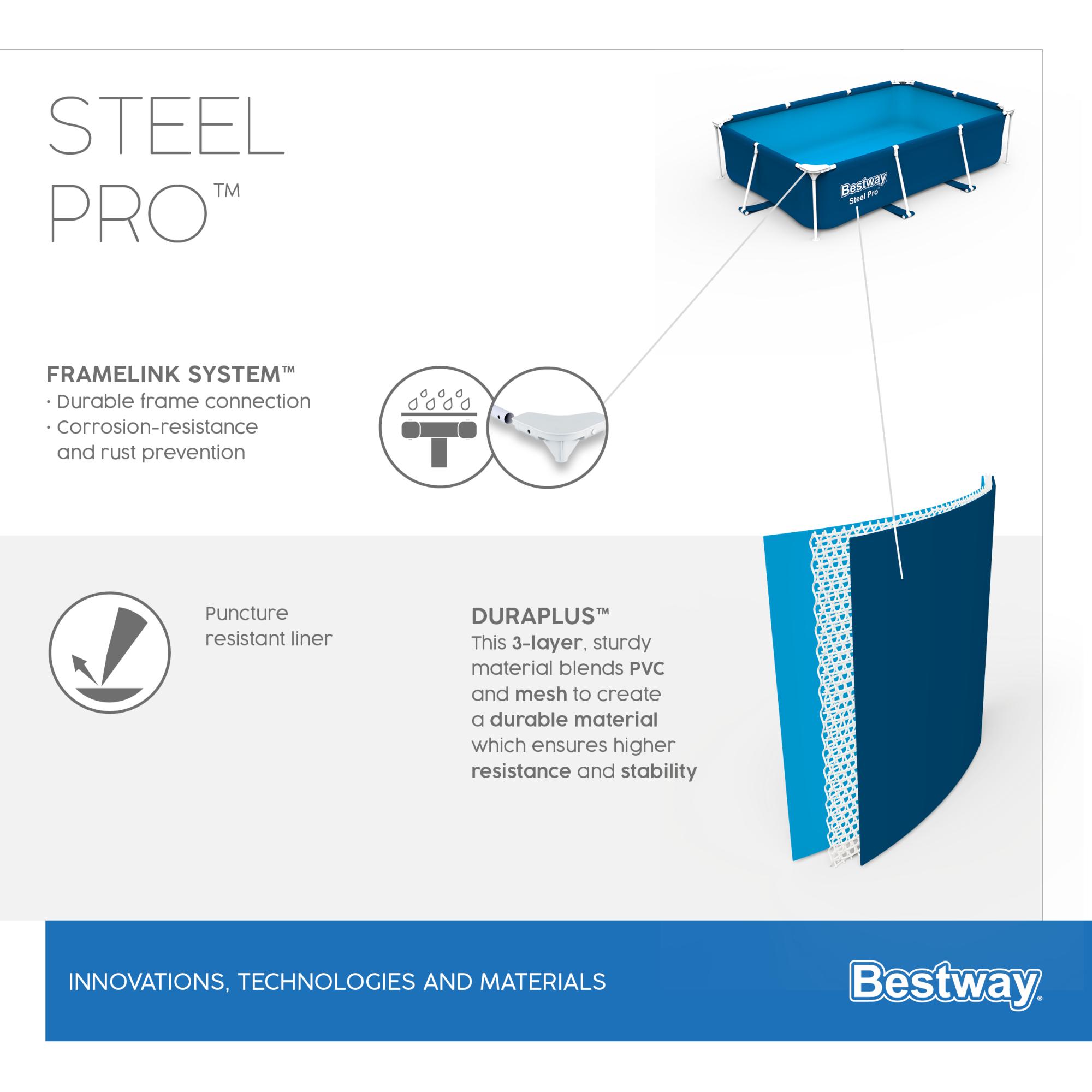 PISCINA BESTWAY RETTANGOLARE STEEL PRO 300X201X66 CM LT 3300 BLU SCURO - immagine 6