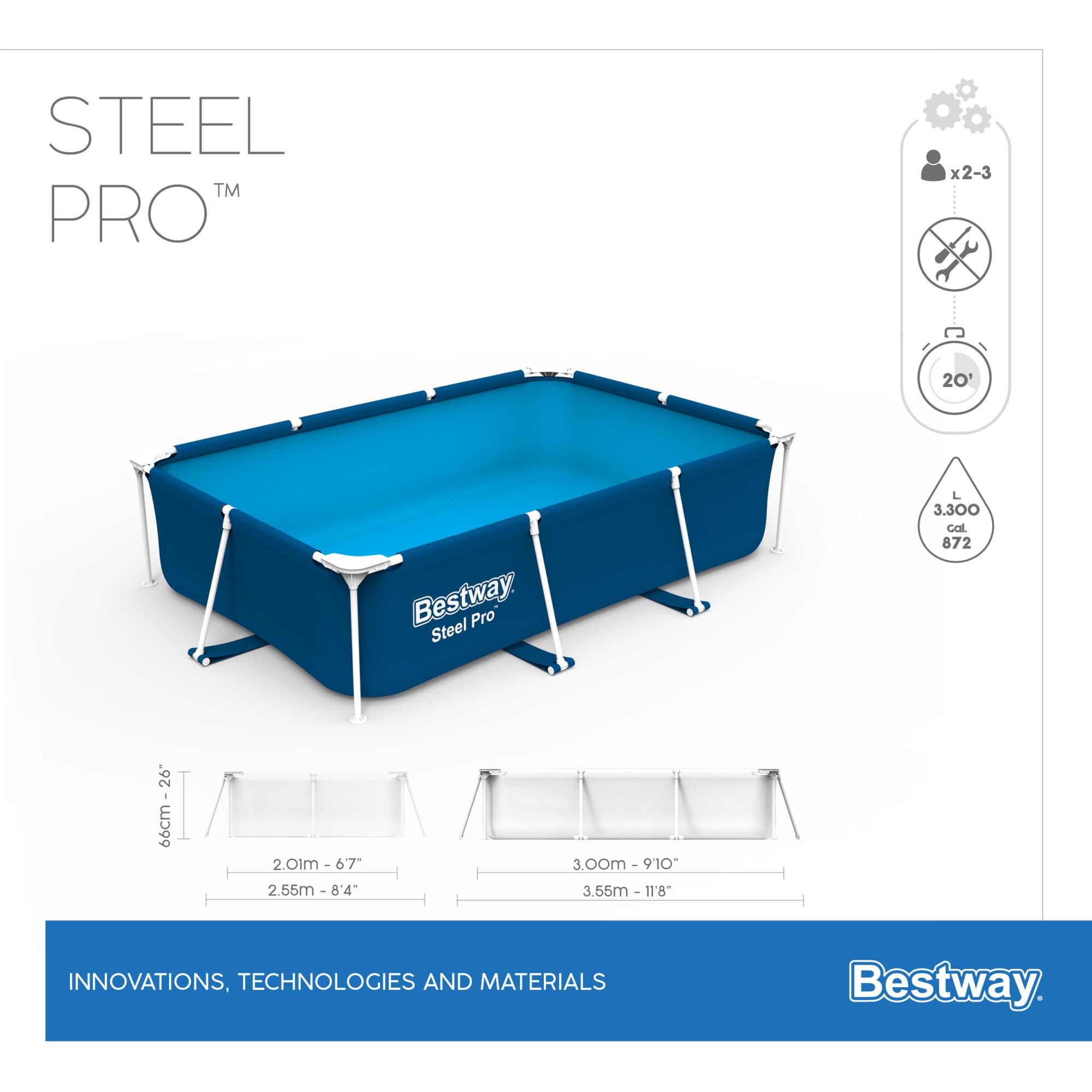 PISCINA BESTWAY RETTANGOLARE STEEL PRO 300X201X66 CM LT 3300 BLU SCURO - immagine 5