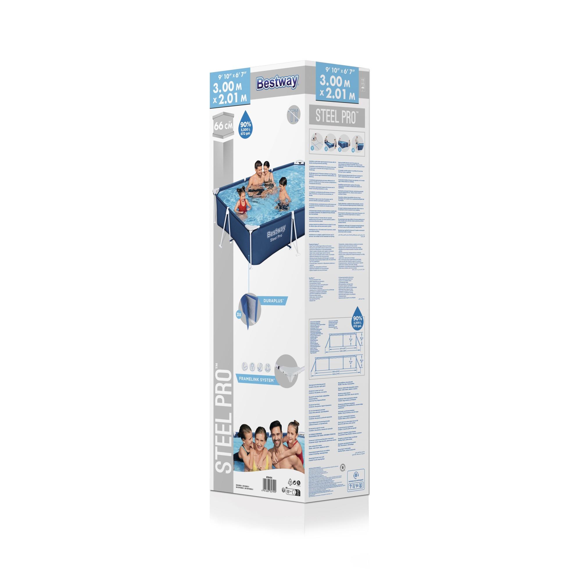PISCINA BESTWAY RETTANGOLARE STEEL PRO 300X201X66 CM LT 3300 BLU SCURO - immagine 4