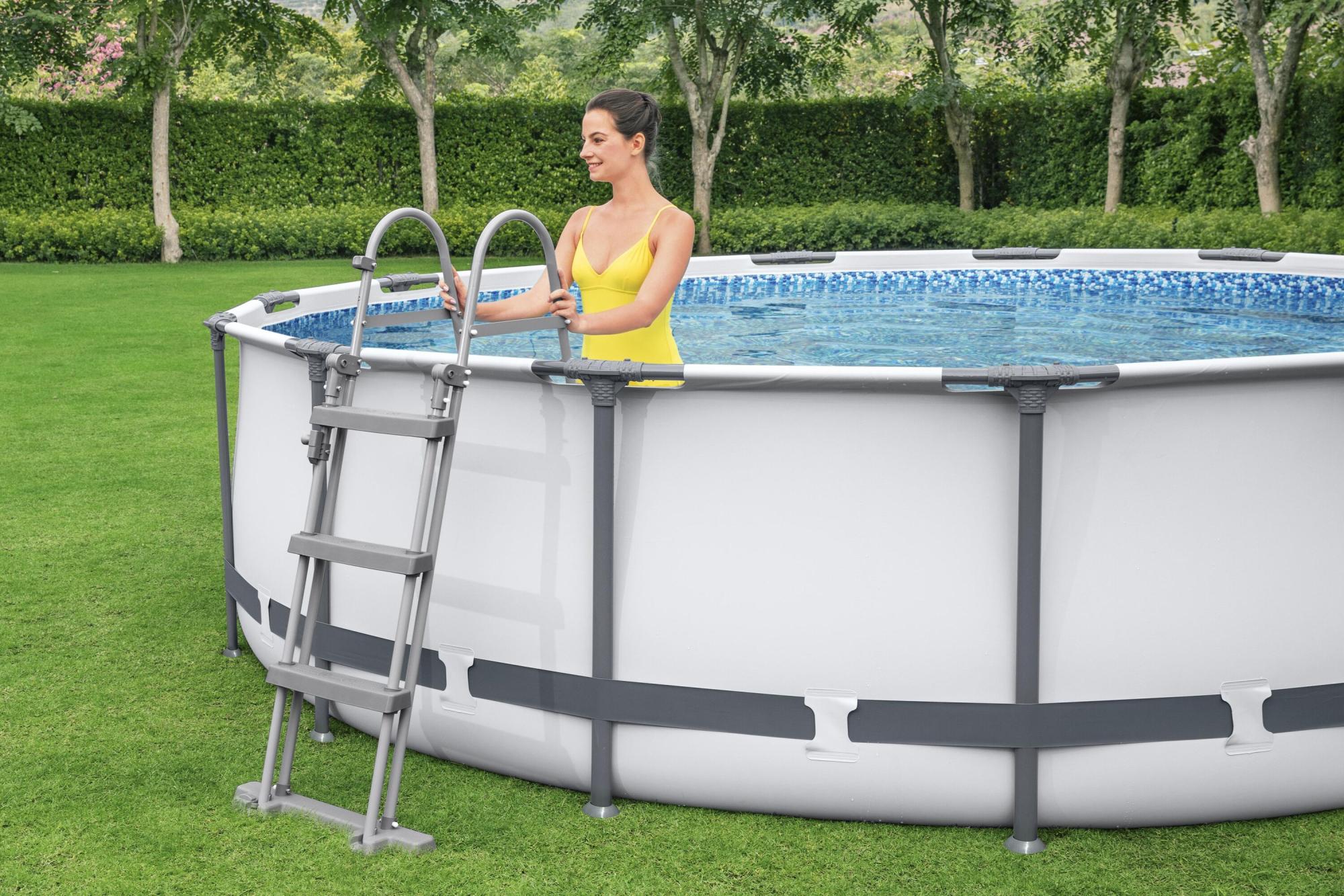 PISCINA BESTWAY STEEL PRO MAX 366X100 CM 9150LT GRIGIO CHIARO - immagine 4