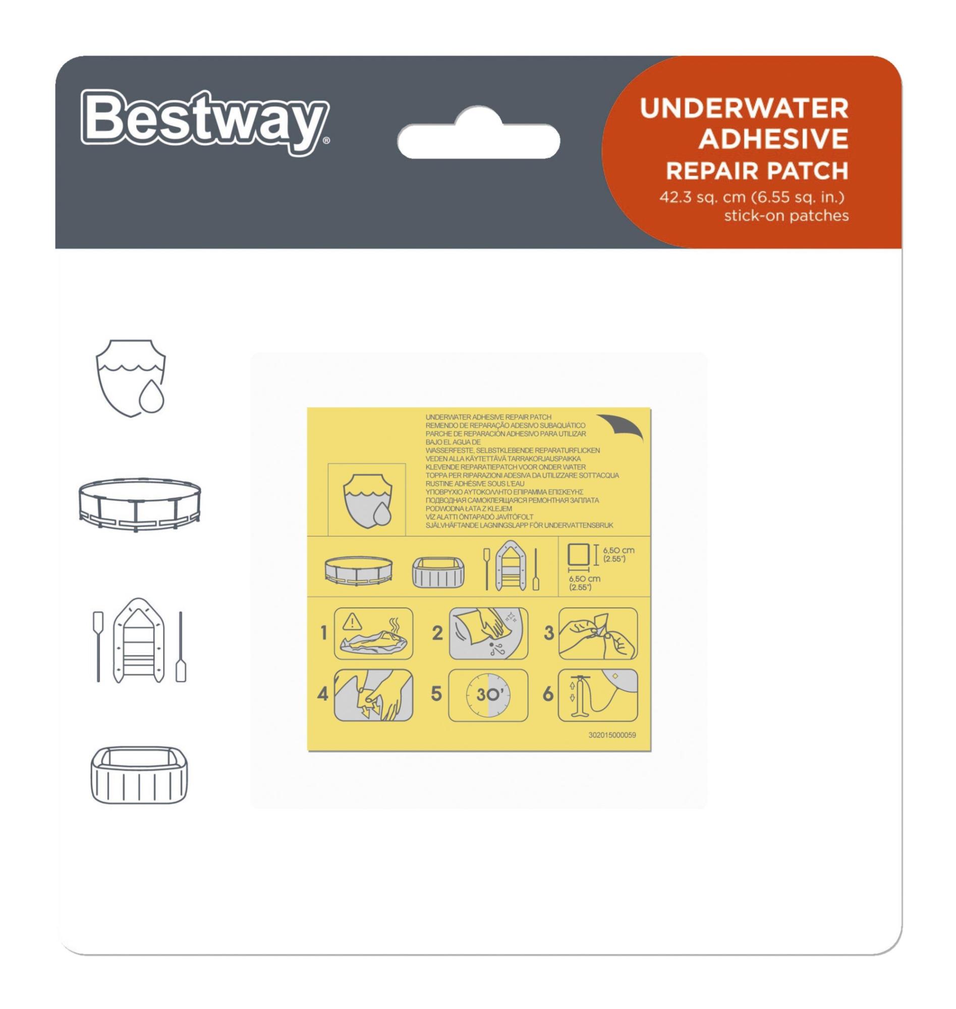 TOPPE DI RIPARAZIONE BESTWAY SUBACQUEE DA 6,5X6,5 CM - immagine 3