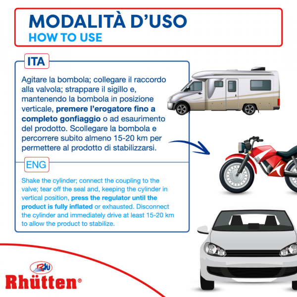 RHUTTEN QUICO GONFIA E RIPARA PNEUMATICI AUTO E MOTO 300ML - immagine 4