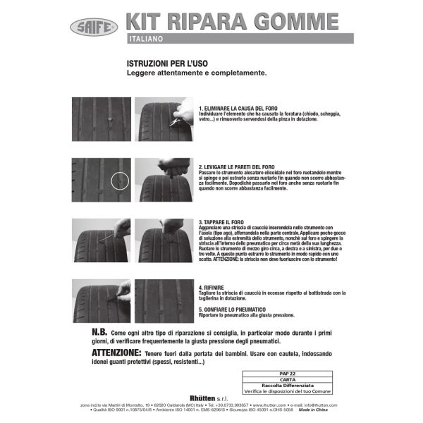 RHUTTEN KIT RIPARA GOMME 7PZ COMPLETO SAIFE - immagine 6