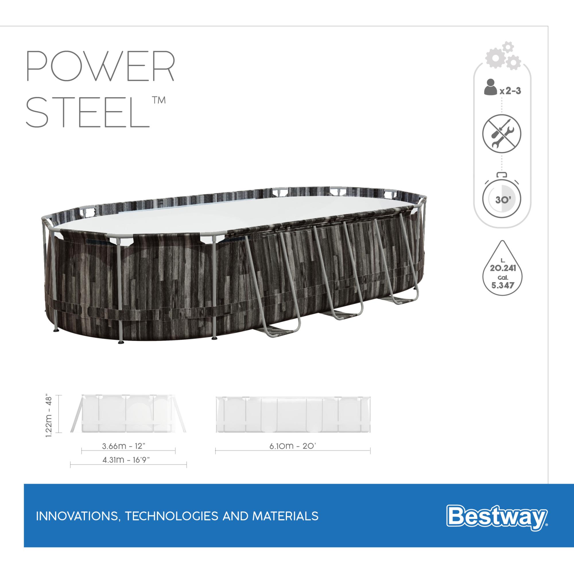 PISCINA BESTWAY EFFETTO LEGNO SCURO 610X366X122 CM OVALE - immagine 4