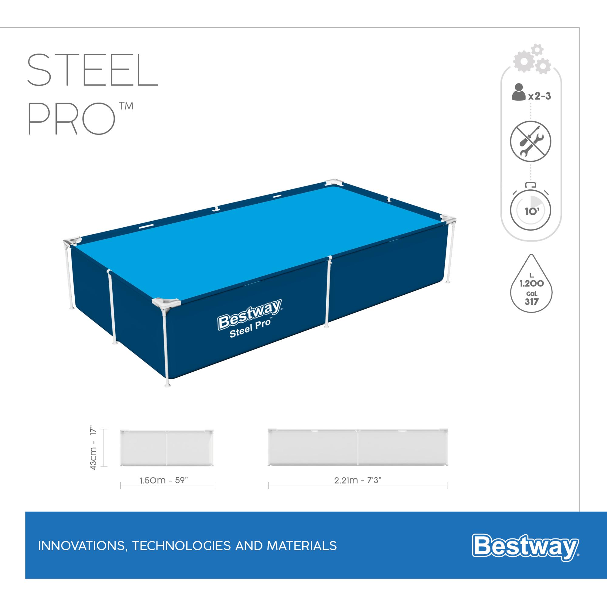 PISCINA BESTWAY STEEL PRO 221X150X43 CM 1200LT - immagine 4