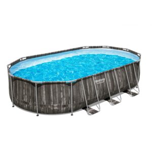 PISCINA BESTWAY EFFETTO LEGNO SCURO 610X366X122 CM OVALE