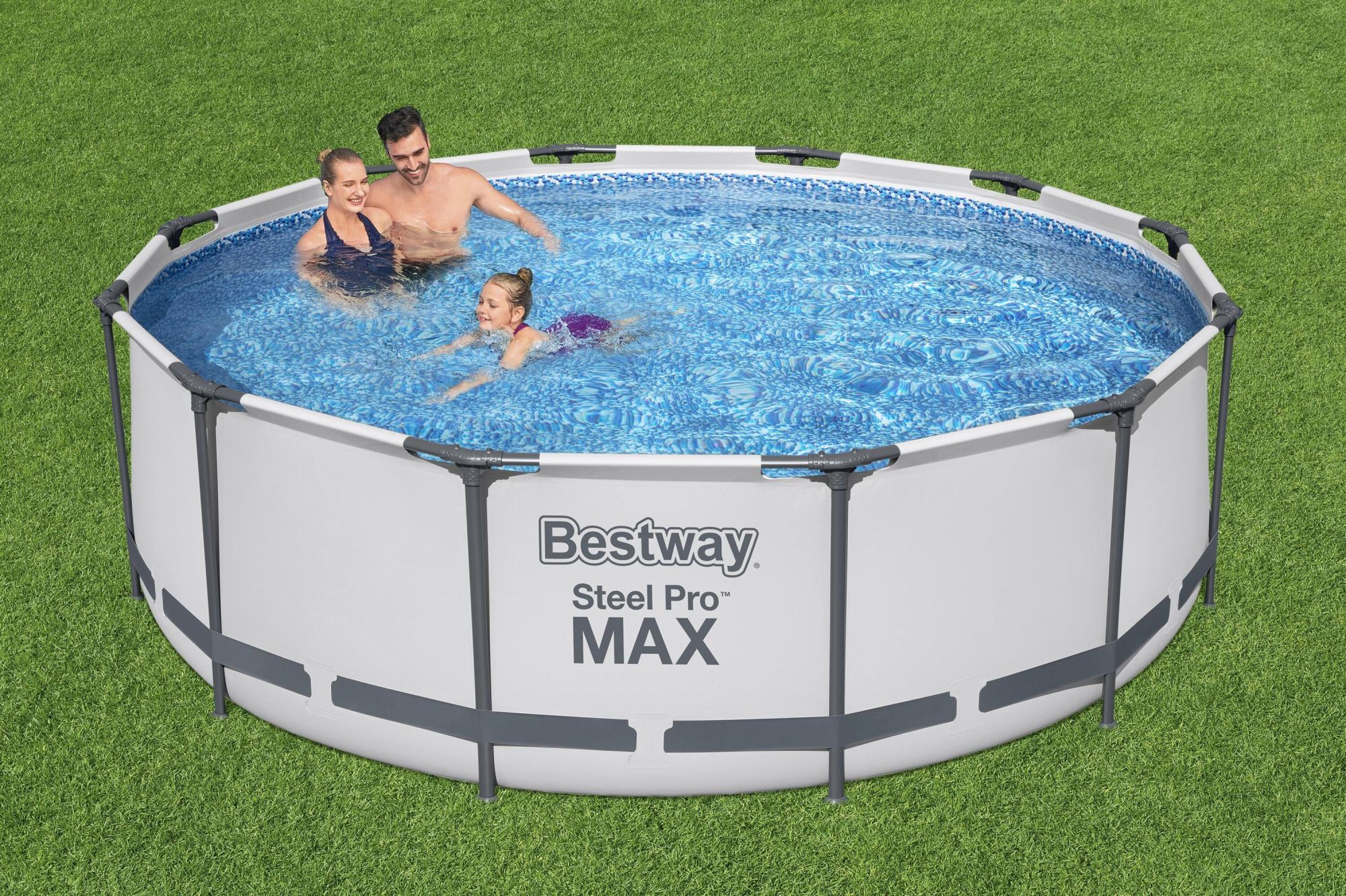 PISCINA BESTWAY STEEL PRO MAX 366X100 CM 9150LT GRIGIO CHIARO - immagine 3