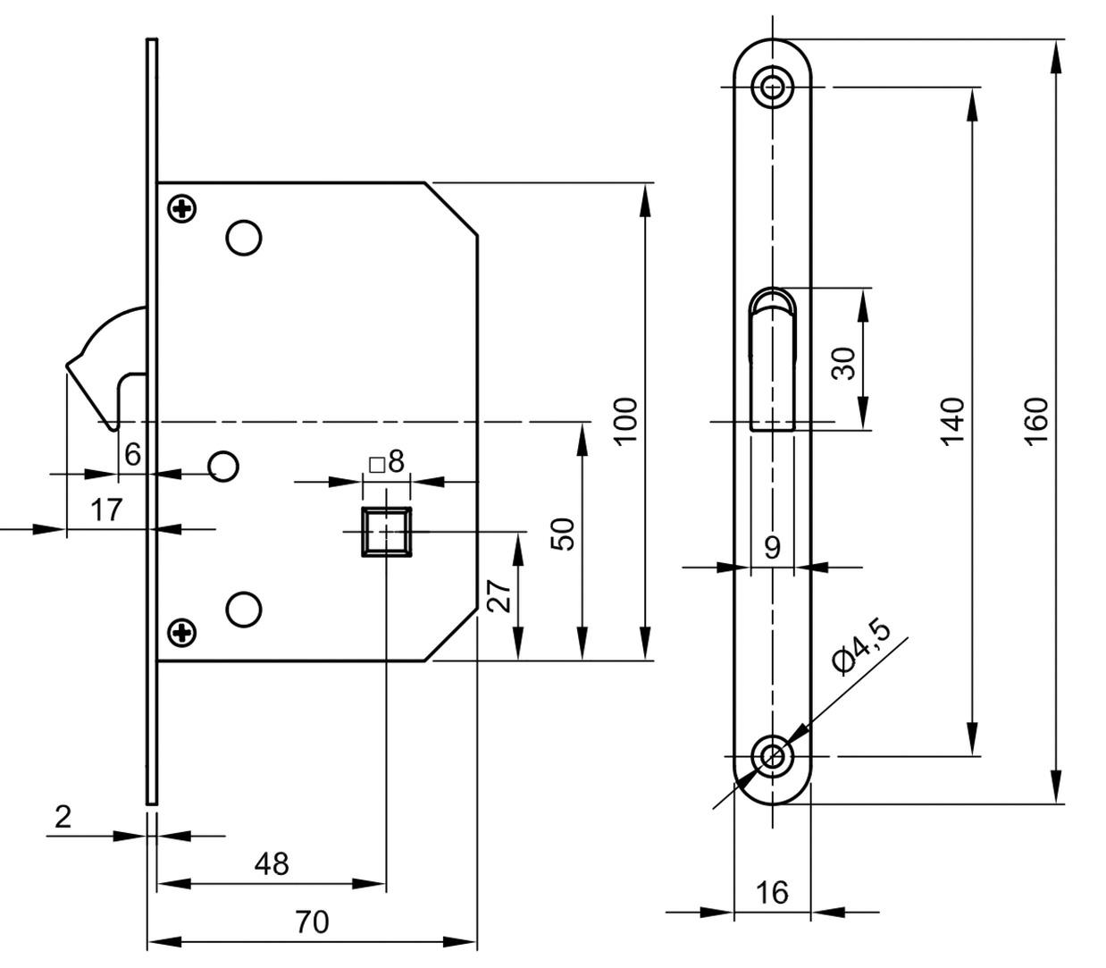 KIT TONDO PER PORTE SCORREVOLI NERO CON SERRATURA E GANCIO E0262N70 - immagine 2