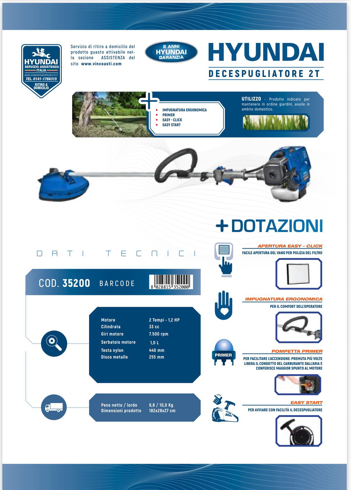 DECESPUGLIATORE HYUNDAI 33C 1.2HP 35200 CG330MP - immagine 2