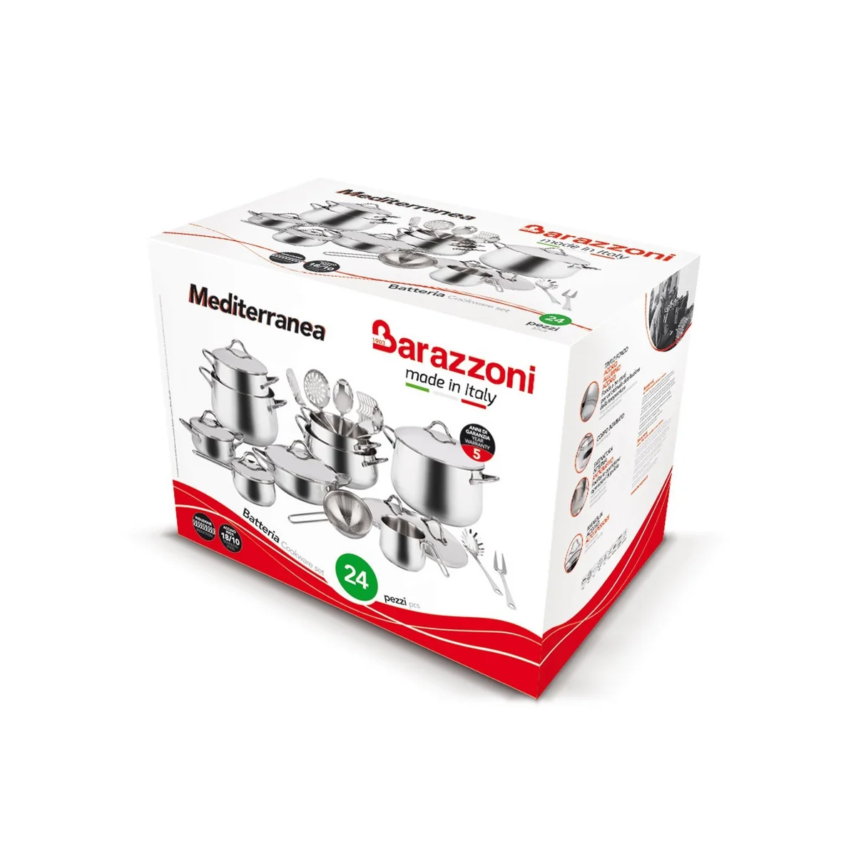 BARAZZONI BATTERIA MEDITERRANEA ACCIAIO INOX 24 PZ "B" COD. 29292405 - immagine 3