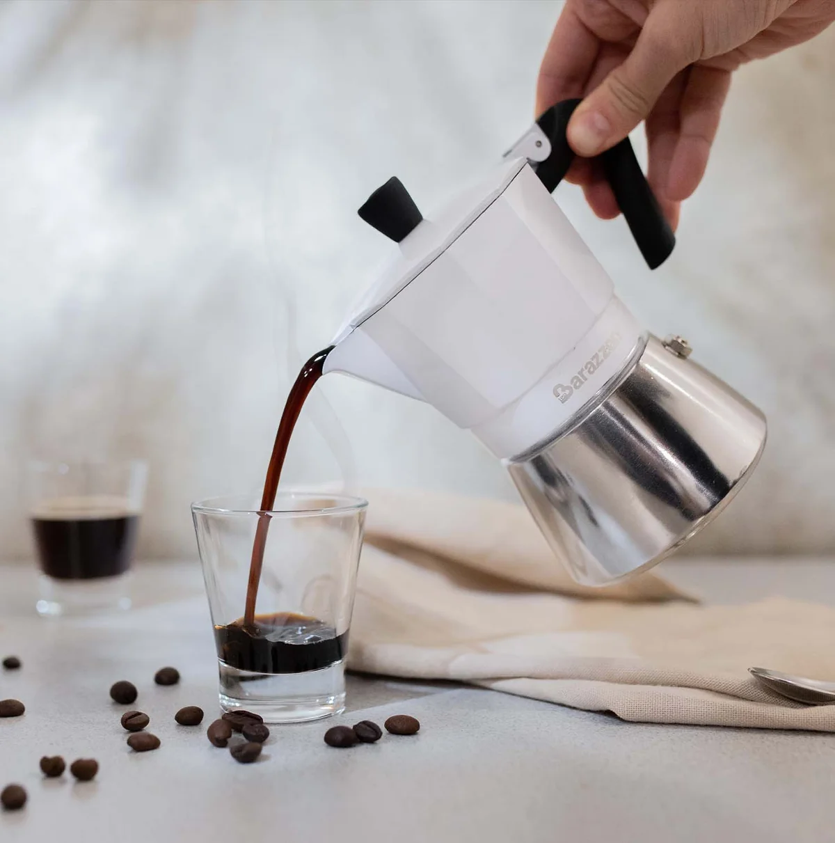 BARAZZONI CAFFETTIERA ALLUMINIO IBRIDA BIANCA 3 TAZZE COD. 830005103 - immagine 2