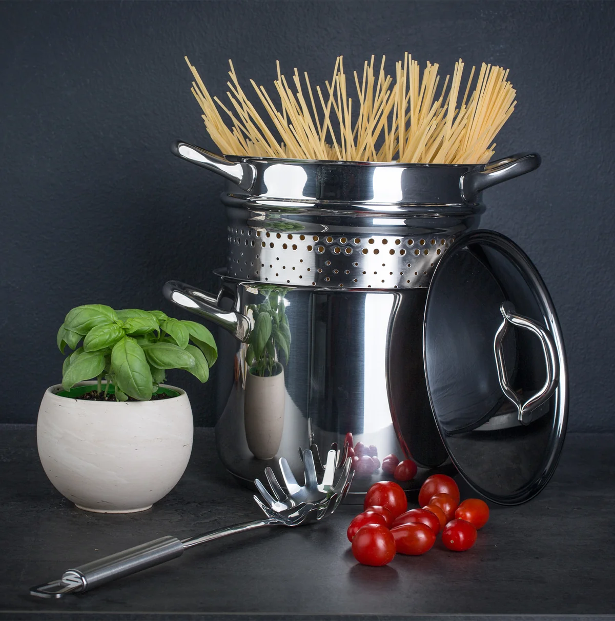 BARAZZONI SPAGHETTIERA CON COPERCHIO CHEF LINE 22 CM 6 LT COD. 163049022 - immagine 7