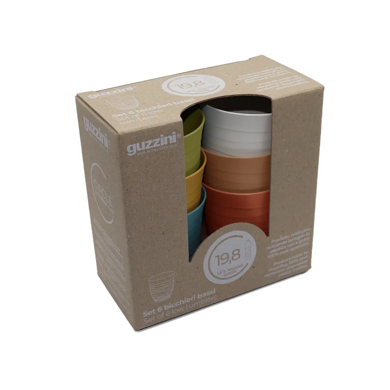 GUZZINI SET 6 BICCHIERI ALTI TUMBLER "TIERRA" MULTICOLORE COD. 17950552 - immagine 2