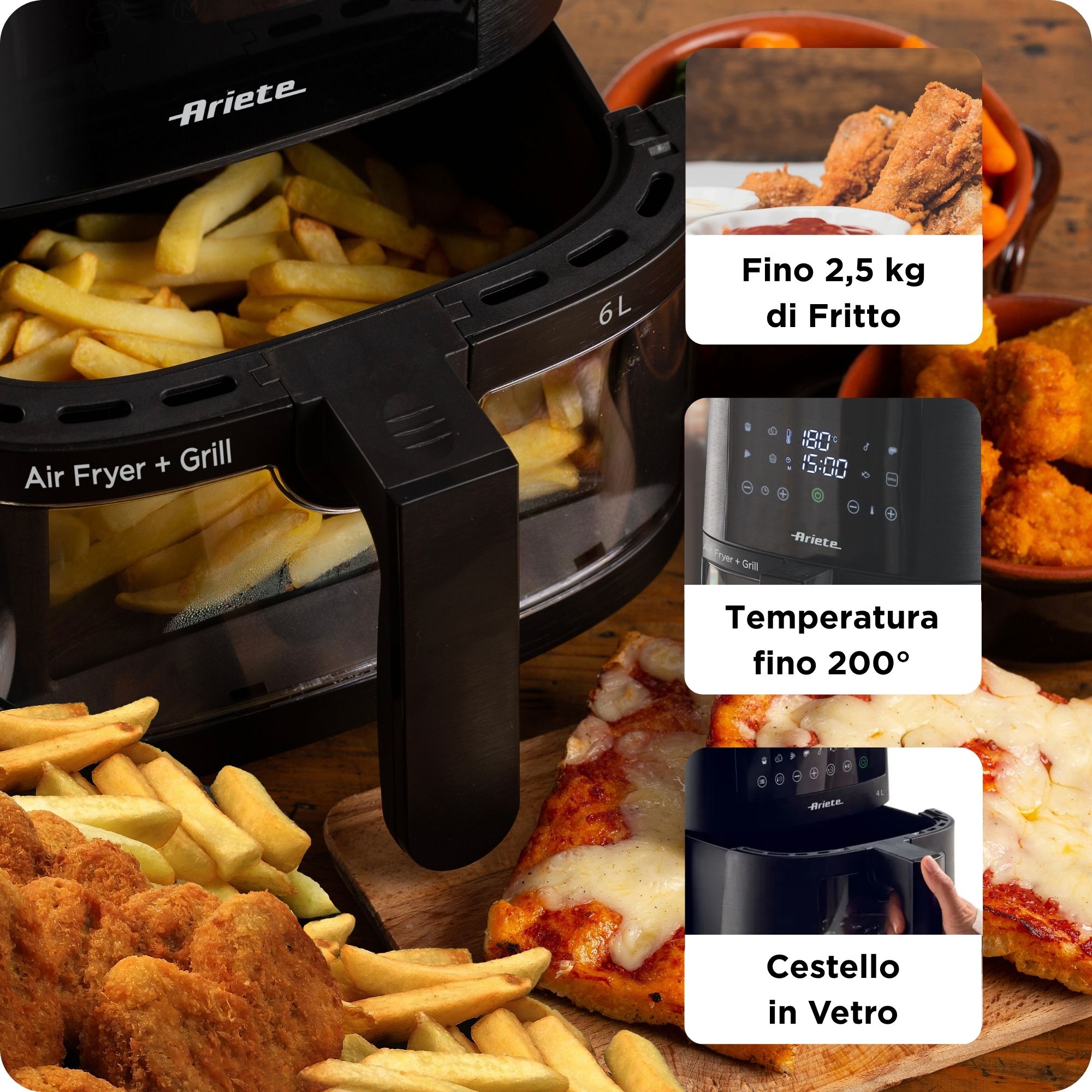 ARIETE FRIGGITRICE AD ARIA 6 LT COD. 4626/00 - immagine 2